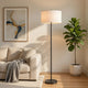 Avira 61" Floor Lamp | String Pattern White Fabric Shade | Black Metal