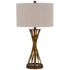 Table Lamp | Twisted Hourglass Gold Base | Light Brown Shade | 31"