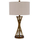 Table Lamp | Twisted Hourglass Gold Base | Light Brown Shade | 31"