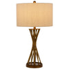 Table Lamp | Twisted Hourglass Gold Base | Light Brown Shade | 31"
