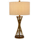 Table Lamp | Twisted Hourglass Gold Base | Light Brown Shade | 31"