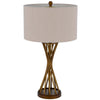 Table Lamp | Twisted Hourglass Gold Base | Light Brown Shade | 31"