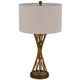 Table Lamp | Twisted Hourglass Gold Base | Light Brown Shade | 31"