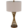 Table Lamp | Twisted Hourglass Gold Base | Light Brown Shade | 31"