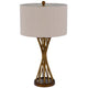 Table Lamp | Twisted Hourglass Gold Base | Light Brown Shade | 31"