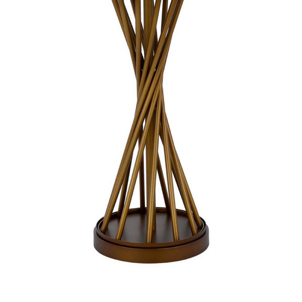 Table Lamp | Twisted Hourglass Gold Base | Light Brown Shade | 31"