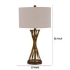 Table Lamp | Twisted Hourglass Gold Base | Light Brown Shade | 31"