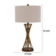 Table Lamp | Twisted Hourglass Gold Base | Light Brown Shade | 31"