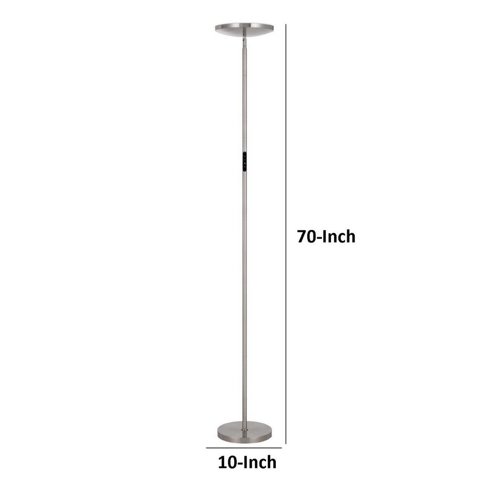Floor Lamp with LED Torchiere | Touch Dimmer | 70" Brushed Steel