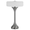 Table Lamp | USB Ports | Frosted White Glass Shade | 22" Brushed Steel