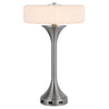 Table Lamp | USB Ports | Frosted White Glass Shade | 22" Brushed Steel