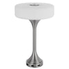 Table Lamp | USB Ports | Frosted White Glass Shade | 22" Brushed Steel