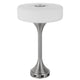 Table Lamp | USB Ports | Frosted White Glass Shade | 22" Brushed Steel