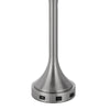 Table Lamp | USB Ports | Frosted White Glass Shade | 22" Brushed Steel