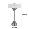 Table Lamp | USB Ports | Frosted White Glass Shade | 22" Brushed Steel