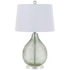Table Lamp | White Drum Shade | 26" Lime Green Faceted Teardrop Base