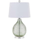 Table Lamp | White Drum Shade | 26" Lime Green Faceted Teardrop Base