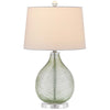 Table Lamp | White Drum Shade | 26" Lime Green Faceted Teardrop Base