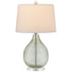 Table Lamp | White Drum Shade | 26" Lime Green Faceted Teardrop Base