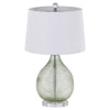 Table Lamp | White Drum Shade | 26" Lime Green Faceted Teardrop Base