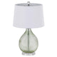 Table Lamp | White Drum Shade | 26" Lime Green Faceted Teardrop Base