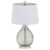 Table Lamp | White Drum Shade | 26" Lime Green Faceted Teardrop Base
