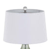Table Lamp | White Drum Shade | 26" Lime Green Faceted Teardrop Base