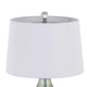 Table Lamp | White Drum Shade | 26" Lime Green Faceted Teardrop Base