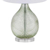 Table Lamp | White Drum Shade | 26" Lime Green Faceted Teardrop Base