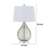 Table Lamp | White Drum Shade | 26" Lime Green Faceted Teardrop Base