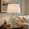 Table Lamp | White Drum Shade | 26" Lime Green Faceted Teardrop Base