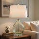 Table Lamp | White Drum Shade | 26" Lime Green Faceted Teardrop Base