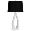 Table Lamp with Black Drum Shade | Sculpted White Resin Base | 30"