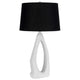 Table Lamp with Black Drum Shade | Sculpted White Resin Base | 30"