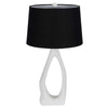 Table Lamp with Black Drum Shade | Sculpted White Resin Base | 30"