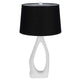 Table Lamp with Black Drum Shade | Sculpted White Resin Base | 30"