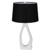 Table Lamp with Black Drum Shade | Sculpted White Resin Base | 30"