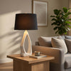 Table Lamp with Black Drum Shade | Sculpted White Resin Base | 30"
