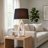 Table Lamp with Black Drum Shade | Sculpted White Resin Base | 30"