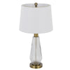 Table Lamp Set of 2 | Fluted Glass Base | Antique Brass | Off White Shade