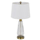 Table Lamp Set of 2 | Fluted Glass Base | Antique Brass | Off White Shade