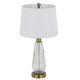 Table Lamp Set of 2 | Fluted Glass Base | Antique Brass | Off White Shade