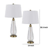 Table Lamp Set of 2 | Fluted Glass Base | Antique Brass | Off White Shade
