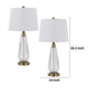Table Lamp Set of 2 | Fluted Glass Base | Antique Brass | Off White Shade