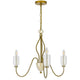 5 Light Candelabra Chandelier with Glass Shades | 32" Antique Brass