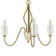 5 Light Candelabra Chandelier with Glass Shades | 32" Antique Brass