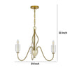 5 Light Candelabra Chandelier with Glass Shades | 32" Antique Brass