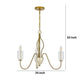 5 Light Candelabra Chandelier with Glass Shades | 32" Antique Brass