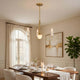 5 Light Candelabra Chandelier with Glass Shades | 32" Antique Brass