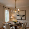 5 Light Candelabra Chandelier with Glass Shades | 32" Antique Brass